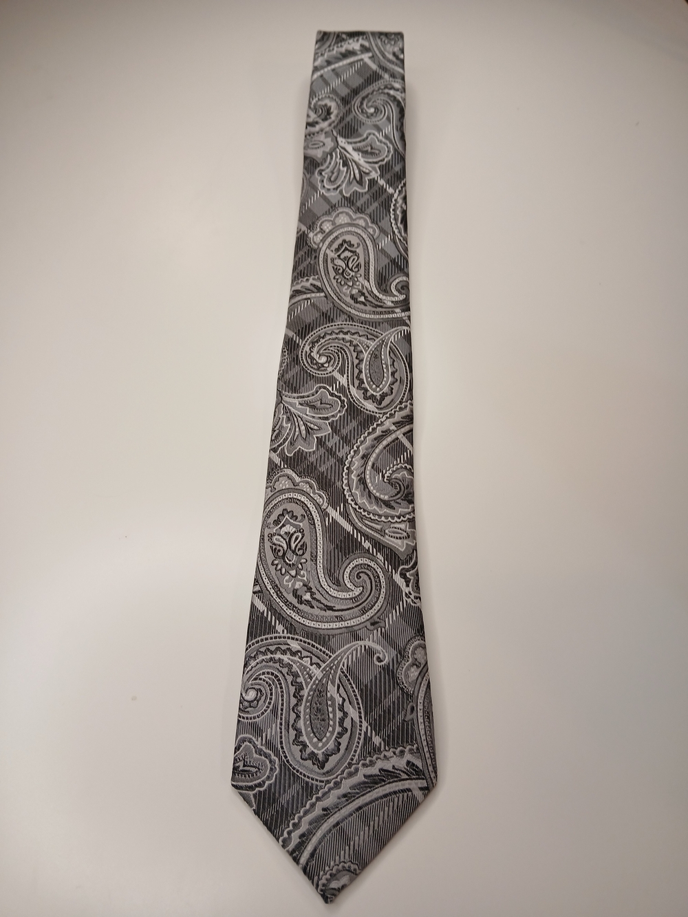 Stacy Adams Black and Gray Paisley Silk Tie